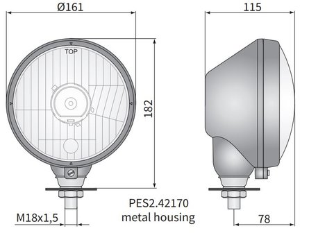 koplamp &Oslash;161x115 H4 Metalen Behuizing