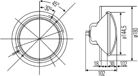 Hella Koplamp Universeel &Oslash;144 5mm 12V R2 | 1A3 003 370-041