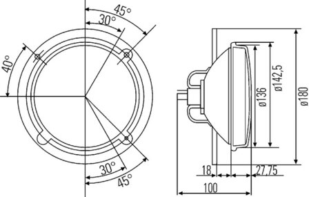 Hella Koplamp Universeel &Oslash;144 5mm 12V H4 | 1A3 003 370-067