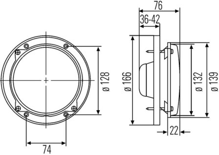 Hella Koplamp inbouw H4 &Oslash;139mm Met Frame Zonder Standlicht | 1A3 996 002-211