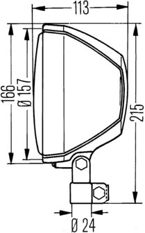 Hella Koplamp Opbouw 12/24V R2 Kunststof Behuizing Pijpbebevestiging | 1A5 003 178-401