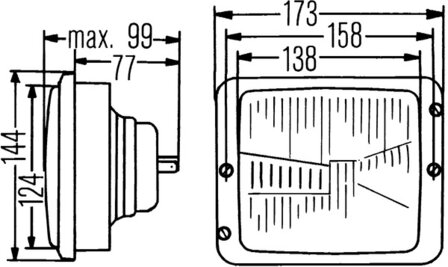 Hella Koplamp Inbouw 12/24V H4 138x124mm Met Standlicht | 1AA 004 109-041