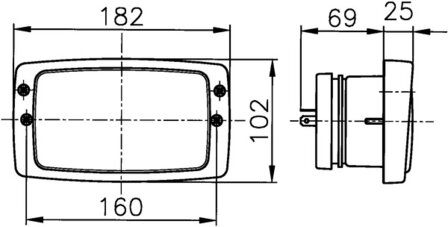 Hella Koplamp Modul 6213 Inbouw H4 12V Zonder Standlicht | 1AB 006 213-001