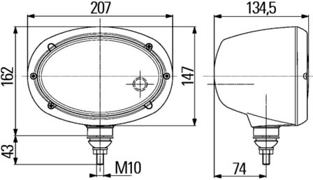 Hella Koplamp Oval 120 m/stl Met Gloeilampen | 1AB 996 157-151