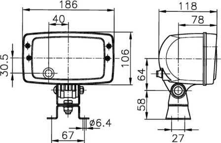 Hella Koplamp opbouw H4 12/24V Met Standlicht | 1AB 996 213-001