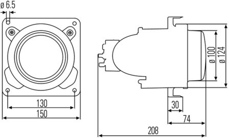 Hella Koplamp DE &Oslash;90mm bol glas | 1BL 007 834-007