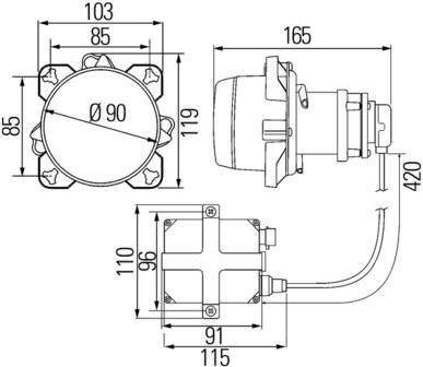 Hella Koplamp DE &Oslash;90mm xenon Met 24V ballast | 1BL 008 194-027