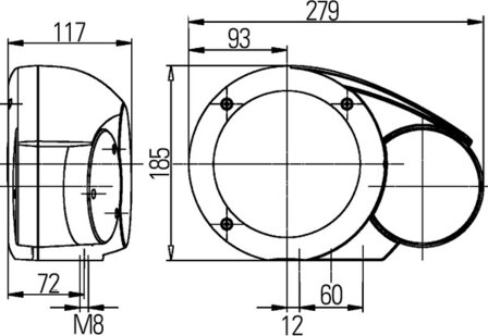 Hella Koplamp Combi 133 12V M8 rechts | 1E3 996 160-001