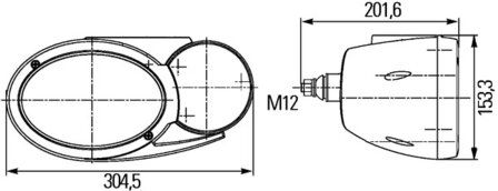 Hella Koplamp Combi 120 24VH4 2xM12 rechts | 1EB 996 167-187