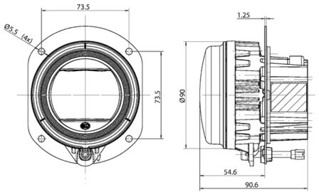 Hella Verstr led &Oslash;90mm L4060 Met Frame | 1F0 011 988-021