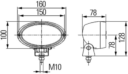 Hella Werklamp Oval 100 bodemverl z/gl H3 | 1GA 996 361-501