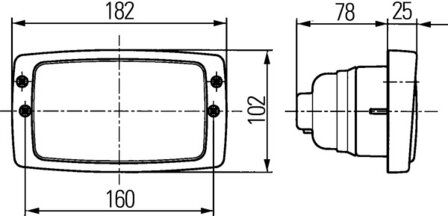 Hella Werklamp inbouw 182X102mm prisma | 1GB 006 213-101