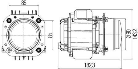 Hella Koplamp bi-led &Oslash;90mm 12/24V linksverkeer | 1LL 010 820-031