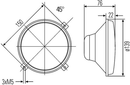 Hella Koplamp inbouw H4 &Oslash;139mm Zonder Frame &amp; Standlicht | 1A3 996 002-201