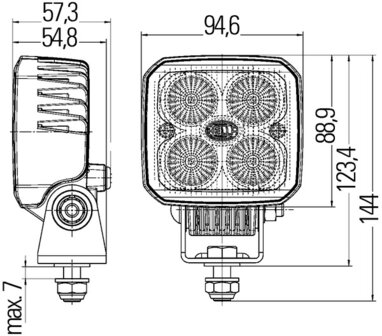 Hella Werklamp Q90C led 9-33V Voorveld Verlichting | 1GA 996 284-002