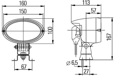 Hella Werklamp Oval 100 verreikend 12V65W H9 | 1GA 996 161-391