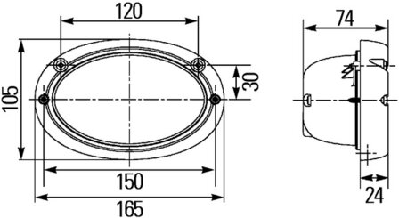 Hella Werklamp Oval 100 helder z/gl | 1GA 996 361-431