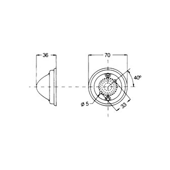 Positiel  &Oslash;70mm  wit  12/24V 5W 2PF 997 023-011