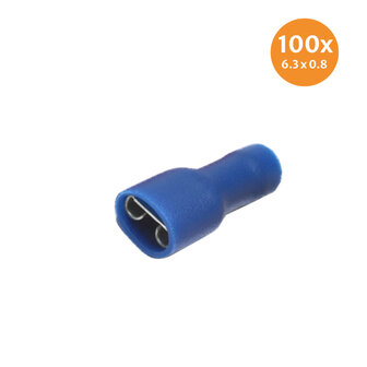 Vlakstekerhuls Ge&iuml;soleerd Blauw (6,4x0,8mm) 100 Stuks