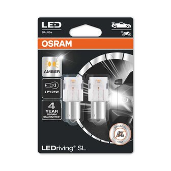 Osram PY21W LED Retrofit Oranje 12V BAU15s 2 Stuks