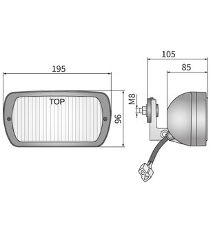 HP1 Halogeen Mistlamp Achterkant montage afmetingen