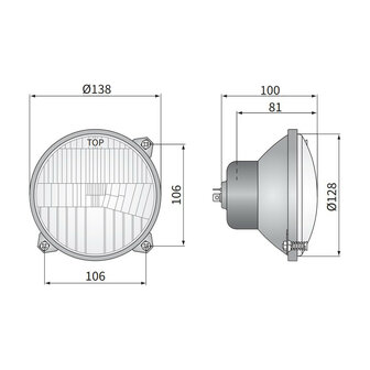 Koplamp Massey Ferguson H4 &Oslash;138mm 3-punts Bevestiging