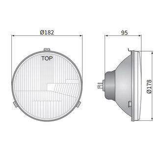 Koplamp VW Transporter Bus, Lampglas: &Oslash;182mm