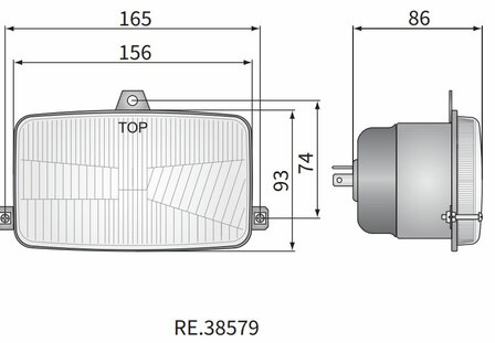 Koplamp H4 156x93x86 3-punts Bevestiging