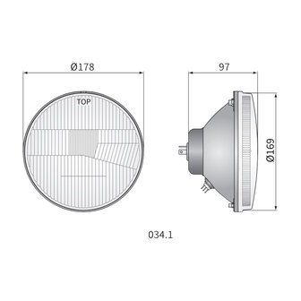 Koplamp Rond &Oslash;178mm H4 Inbouw 7 Inch