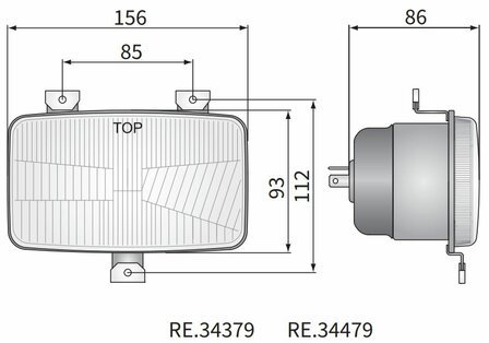 Koplamp H4 156x93x86 3-punts bevestiging