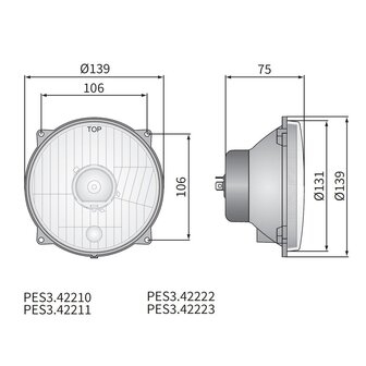 Koplamp H4 &Oslash;139x75 4-punts bevestiging 12V