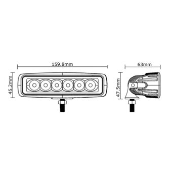 18W LED Breedstraler Rechthoekig Basis