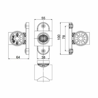 Horpol LED Breedtelamp 3-Functies Kort Universeel Dark-Look