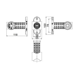 Horpol LED Breedtelamp 3-Functies Lang Universeel Dark-Look