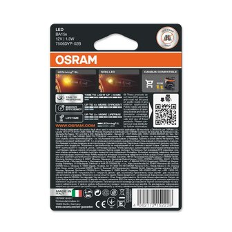 Osram P21W LED Retrofit Oranje Set BA15s 12 volt