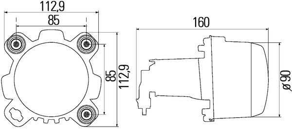 Hella Koplamp DE Ø 90mm Met gloeilampen 12V H1 | 1BL 247 042-001