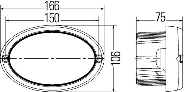 Hella Werklamp Oval 100 led 9-33V Inbouw verreik | 1GA 996 661-061