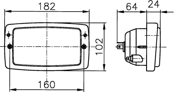 Hella Werklamp inbouw W186 Met Gloeilampen 24v | 1GD 996 018-587