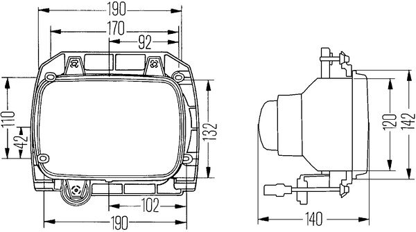 Hella Koplamp inbouw 190x132mm linksverkeer | 1LE 003 427-041