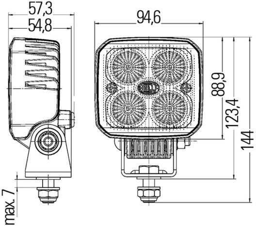 Hella Werklamp Q90C led 9-33V Voorveld Verlichting | 1GA 996 284-002