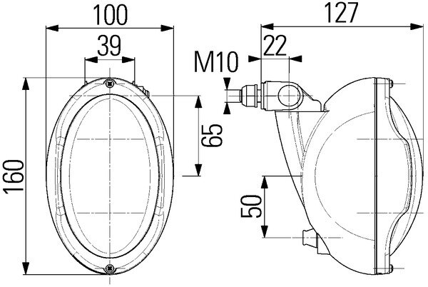 Hella Werklamp Oval 100FL 12V 2X H3 | 1GN 996 361-461