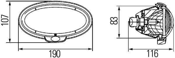 Hella Werklamp Oval 90 inbouw Voorveld Verlichting 12V HB3 | 1GB 996 186-061