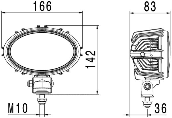 Hella Werklamp Oval 100 led 9-33V ThermoPro Voorveld Verlichting | 1GA 996 661-501