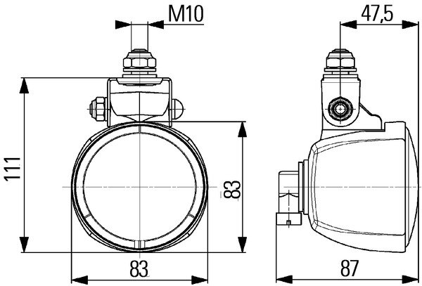 Hella Werklamp M70 verreik hangend Met Gloeilampen 12V H9 | 1G0 996 176-141
