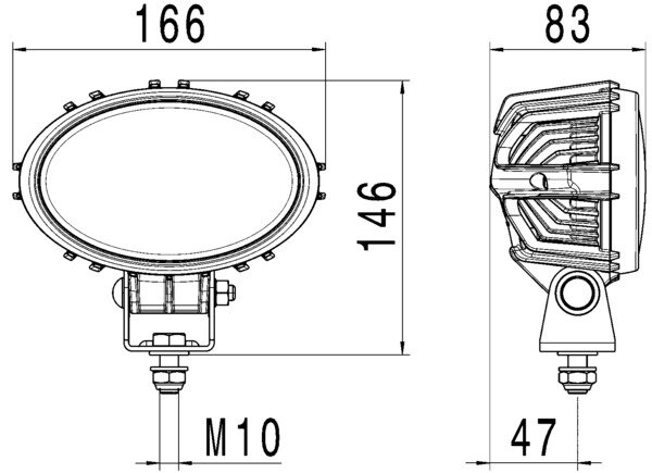 Hella Werklamp Oval 100 9-33V Deutsch Voorveld Verlichting | 1GA 996 761-101