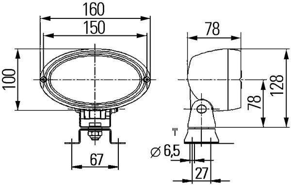 Hella Werklamp Oval 100 trill demping 24V | 1GA 996 161-581