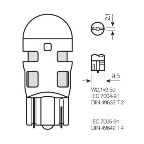 Osram W5W W2.1x9.5d LED Retrofit Rood Set 12 volt