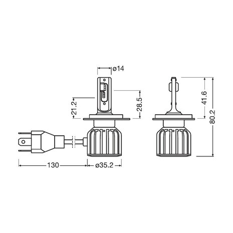 Osram H4/H19 Ledriving HL Bright LED Koplamp Set P43t/PU43t-3