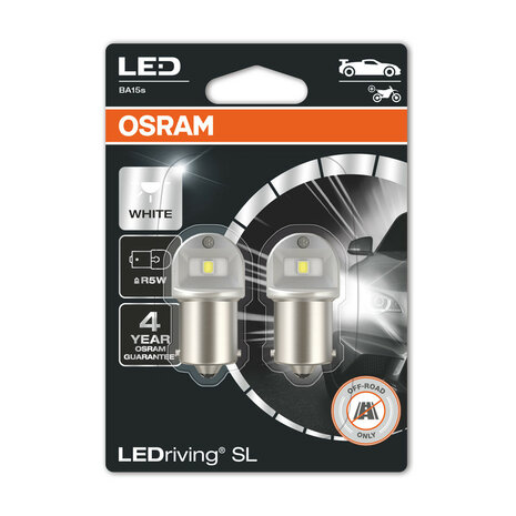 Osram R10W LED Retrofit Wit 12V BA15s 2 Stuks