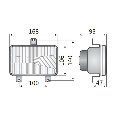 Wesem H4 Koplamp Inbouw 100x140mm